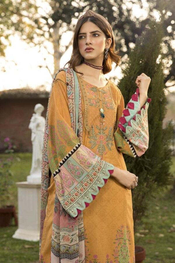 Libas Art Beige Embroidered Silk Blend Pakistani Suit